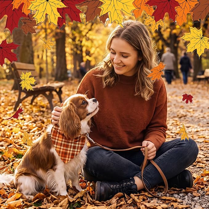 50 Pcs Fall Plaid Dog Bandanas Bulk Autumn Gingham Check Pattern | Triangle Kerchief Bibs Scarf Set for Pets Harvest Party Costume Photo Props Accessories, 25 Styles, 19.7 x 13.8 x 13.8 Inch