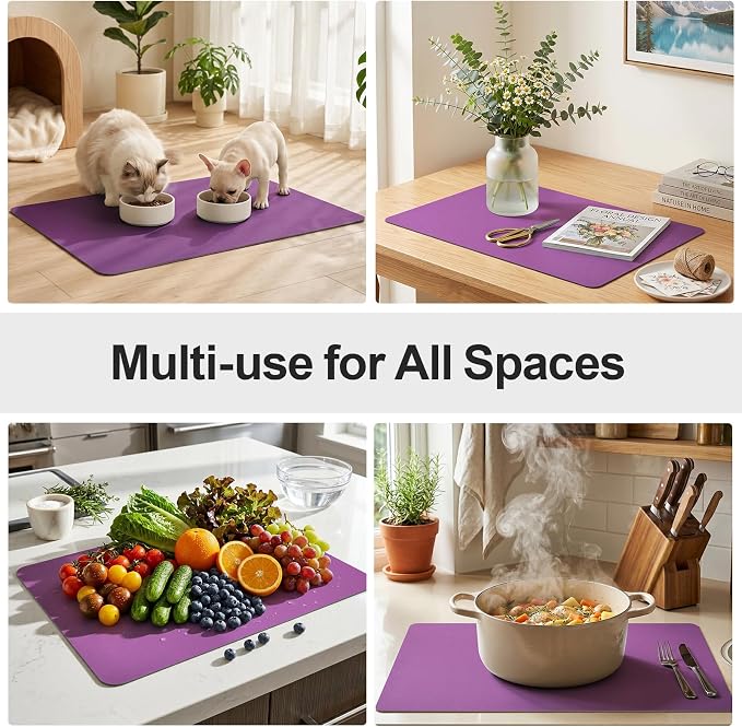 Ecotrim Coffee Mats for Coffee Bar Accessories, Purple 17" x 31.5"