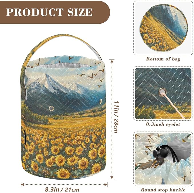 Tatenale Crochet Bag Yarn Bag Knitting Project Bag with Pockets and Handle Portable Yarn Storage Organizer Tangle Free 8.3x11 InchSunflowers Eagles and Mountain40