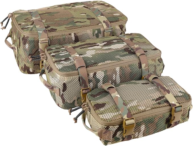 3 PCS Tactical Modular Packing Cubes, Large Capacity Mesh Storage Bag,Outdoor Travel Organize Storage Pouches Bags.