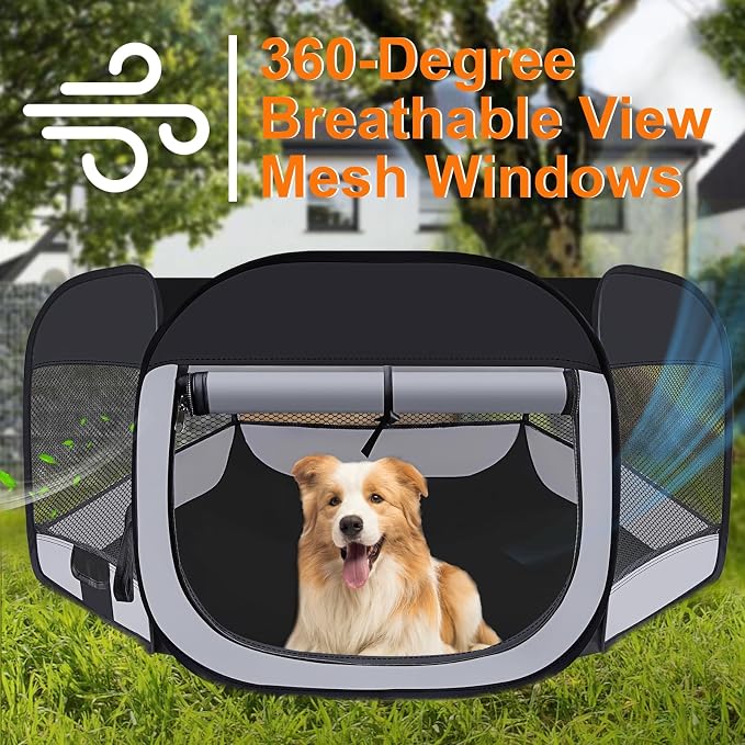 Dog Play Pen Indoors,Puppy Pen,Cat Playpen for Indoor Cats Enclosed(Grey,L) | Portable Dog Playpen, Puppy Dog Cat Play Pen for Indoors Kitten Playpen, Collapsible Small Cats Crate Cage for Small Dogs