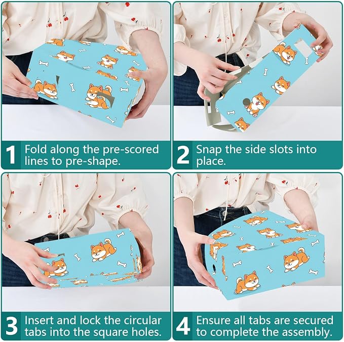 Emelivor Pets Dogs Shiba Blue Print Magazine Holder Set of 3 Desk File Organizer Water-resistant Vertical Folder Holder with Labels for Office Organization File Box for Documents Classroom Home
