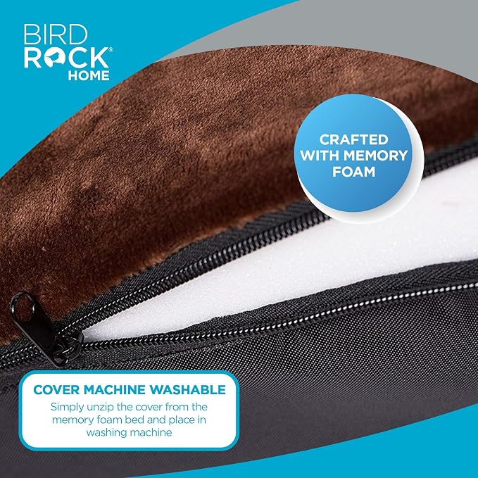 BIRDROCK HOME Memory 3" Memory Dog Bed | Ultra Soft Plush Pet Bed | Pet Mat (40 x 26, Brown)
