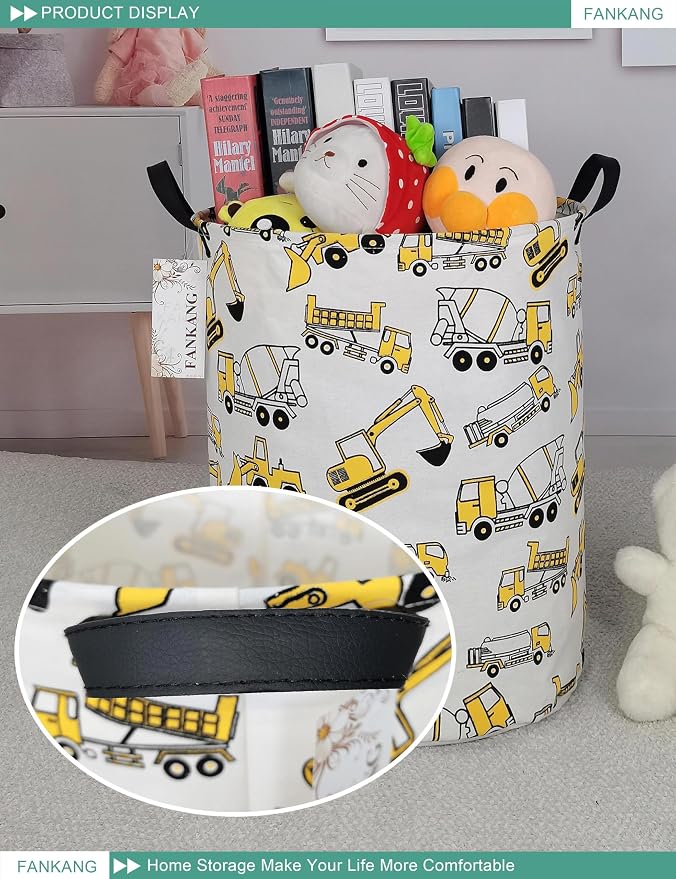 Storage Bin Foldable Nursery Organizer Basket Excavator | Foldable with Waterproof PE Coating Organizer Bin for Kids Boys and Girls,Office,Bedroom,Clothes