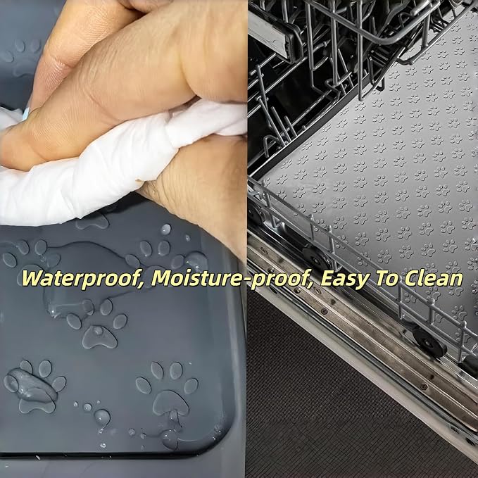 Waterproof Silicone Under Sink Mat Pet Cat Puppy Essentials (Dark Gray, 19'' x 12'')