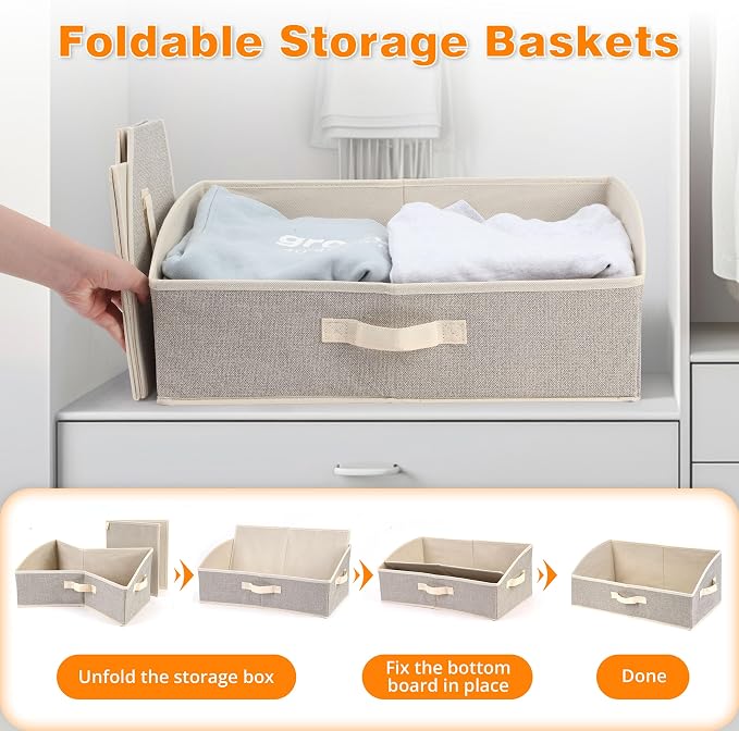2 Pack Dog Toy Basket, Collapsible Dog Toy Bin with Handles, Beige | Large Capacity Trapezoid Toy Box for Living Room Area, Low Front for Short-Legged Dogs, Organize Pet Supplies & Home Storage