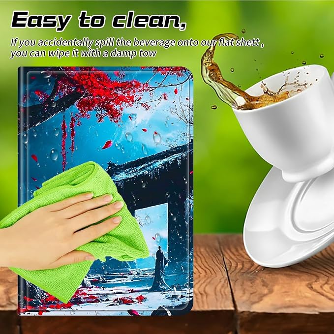 Universal Tablet Case for T-Mobile Revvl Tab 2 10.1" 2025/Revvl Tab 5G 10.36" 2023, 360 Degree Rotating Kickstand Protective Stand PU Leather Shell Cover for 9"-10.5", Red Leaf Castle