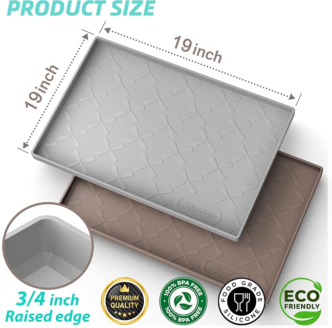 Waterproof Under Sink Mat 19" x 19" Silicone Mat Cabinet Protector | Heavy Duty Kitchen Cabinet Liner, Easy Press Drain, Home Essentials for Pet Feeding, Boots, Bathroom, Organizers & Storage