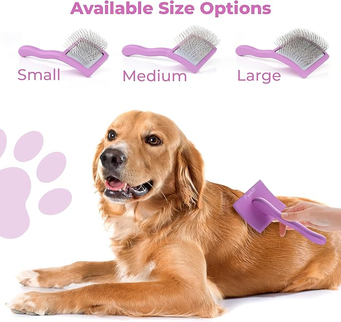 Slicker Brush for Dogs - Detangling Dog Brushes for Grooming with Soft Bristles & long Pins - Professional Cat Deshedding Tool to Removes Tangles & Dirt (large)