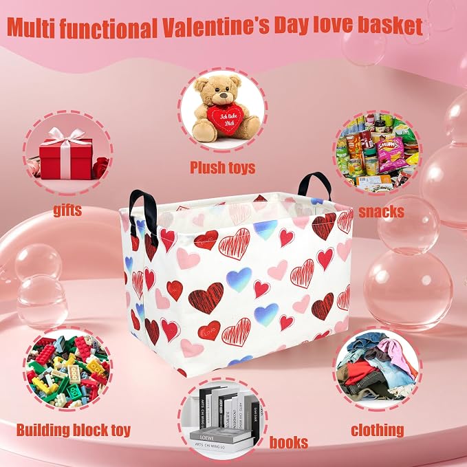 Valentine's Day Basket Gift for Empty Cute Heart Large Storage Bin for Kid and Baby Room Décor (Beauty Love)