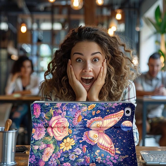 for Microsoft Surface Pro 8-13" 2021 Tablet Case,Auto Wake/Sleep,Adjustable Stand Protective Cover - Butterfly Flower
