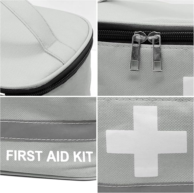 Faylapa Empty First Aid Bag, 10.2x5.5x5.5 inches Portable Outdoor First Aid Medical Storage Bag, Multi-Function Emergency Medicine Storage Organizer for Home Outdoor Travel Car Camping Hiking