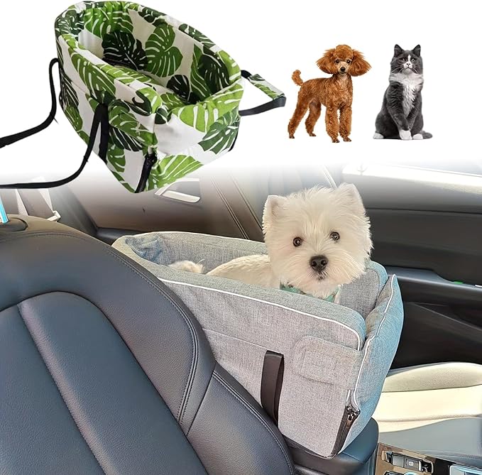 Car Center Console Pet Bed for Rolls-Royce Cullinan SUV 2018-2026 Portable Foldable Small Dog & Cat Carrier for Armrest with Safety Leash Side Pocket