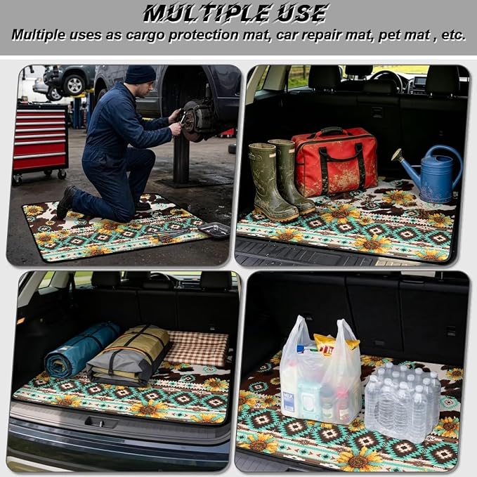 Howilath Southwest Aztec Sunflower Car Trunk Mat for SUV – All Weather Trunk Liner, Car Cargo Liner Non-Slip Cargo Mat, Universal Fit Rear Trunk Protection, Vehicle Interior Accessories