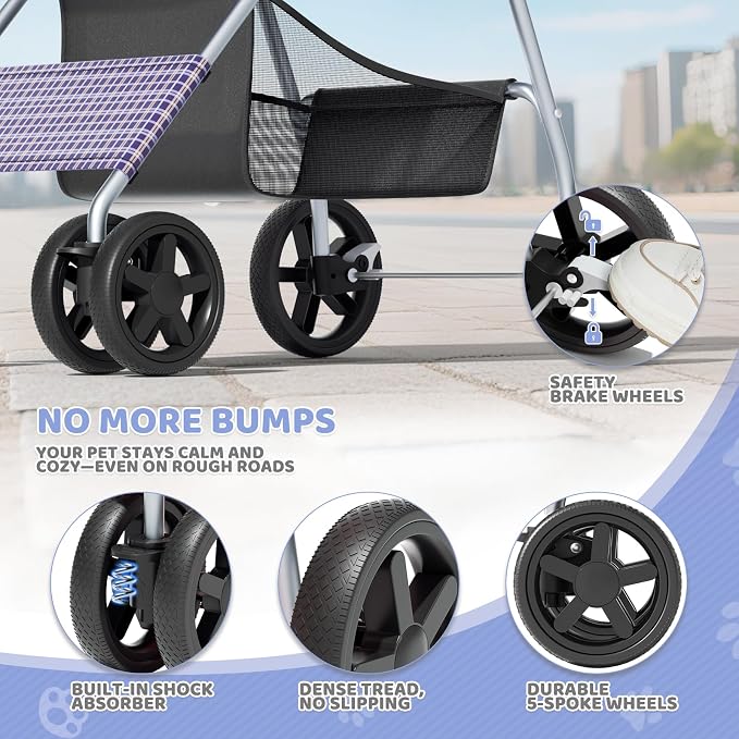 Magshion 3-in-1 Foldable Pet Stroller for Small to Medium Dogs and Cats | Dog Travel Jogger with Detachable Carrier, Cup Holder & Storage Basket, For Small/Medium Dogs & Cats Up to 33 lbs