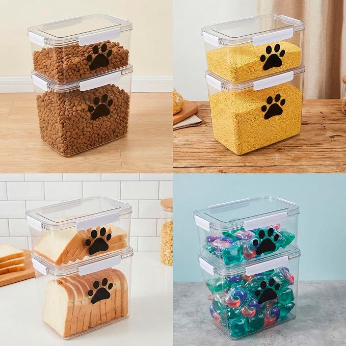 22lb Dog Food Container Set of 2,Airtight Pet Food Treat Storage Bin for Dogs Cats, Clear Puppy Kibble Container for Kitchen Counter,Stackable and Keep Food Fresh Crispy-BPA free