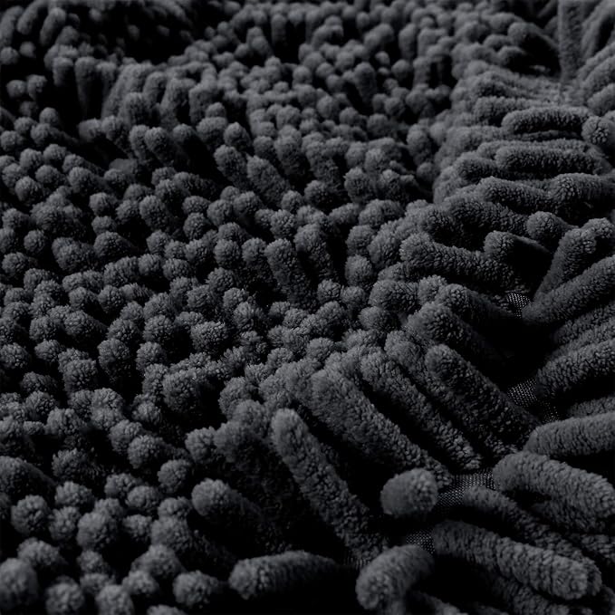 Patas Lague Absorbent Dog Towel for Drying Dogs Large, 35''x15'' Extra Large Microfiber Quick Drying Pet Bath Towel with Hand Pockets, Machine Washable Pet Shammy Charcoal