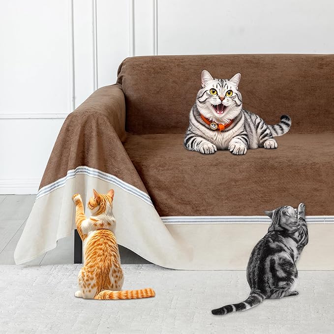 Loiion Cat Scratch Proof Furniture Protector Waterproof Sofa Cover 118"x91" | Pet-Friendly Couch Protector, Anti-Scratch & Anti-Slip Sofa Cover For Cats Dogs Kids, Machine Washable