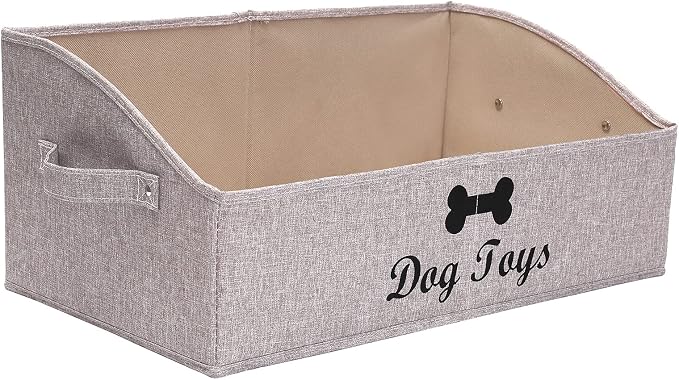 Morezi Dog Toy Box: Storage Basket for Organizing Pet Toys, Blankets & Accessories in Living Room, Playroom, Closet or Shelf - Snow Brown