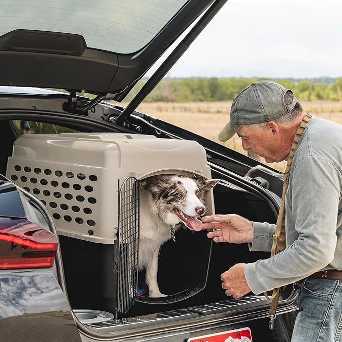 Petmate Vari Dog Kennel, 32in, Taupe and Black | Airline Friendly and Made of Durable Plastic, This Pet Crate Works Great for Home and Travel