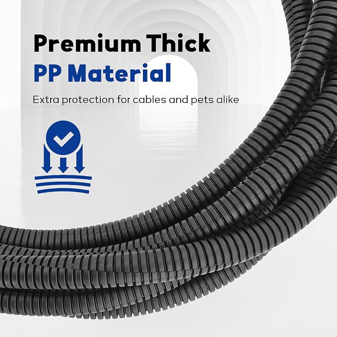 100 FT - 1/4 inch Flame Retardant Split Wire Loom Tubing with Installation Tool - Protect Wires from Rabbits, Cats and Other Pets - Black