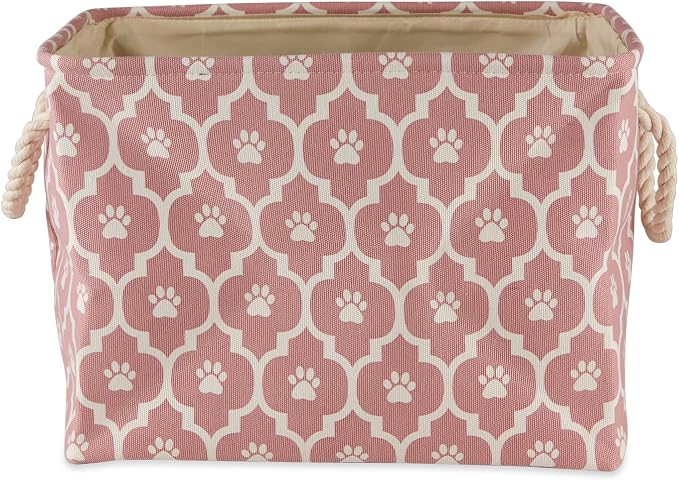 Bone Dry 6192 Pet Storage Collection Lattice Paw Print, Medium Rectangle, Rose