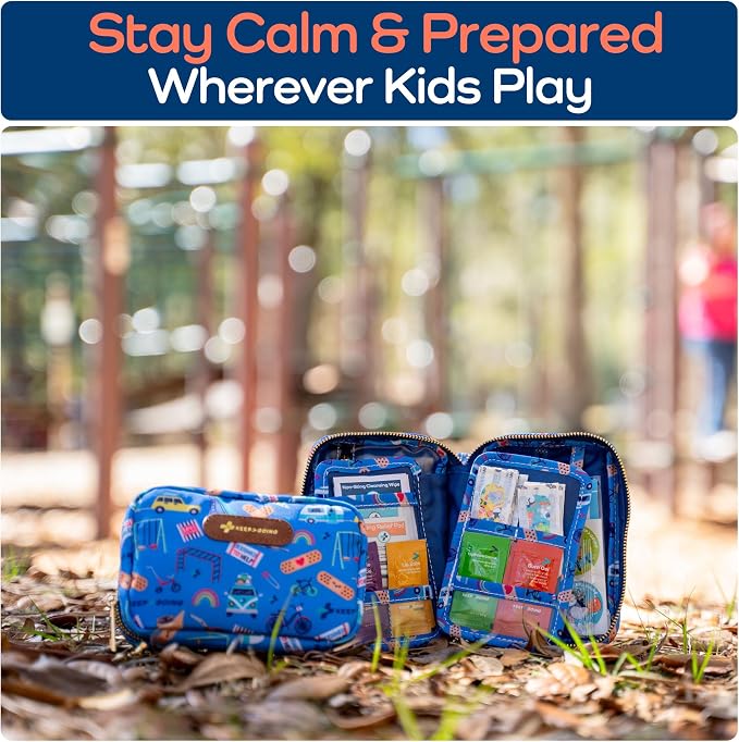 KeepGoing Travel First Aid Kit for Kids, 130 Pc. TSA-Approved Travel Size | Toddler First Aid Kit, Mini First Aid Kit for Car, Home, Purse, Diaper Bag & Backpack, Latex-Free Bandages