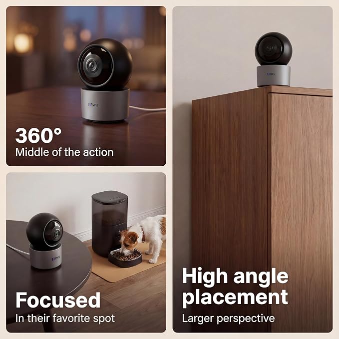 AI Pet Camera Indoor, Multi-Pet Recognition for Up to 6 Pets, 2K 3MP Dog & Cat Camera with 360° Auto Tracking, AI Daily Summaries, Night Vision, 2-Way Audio, 2.4/5GHz WiFi