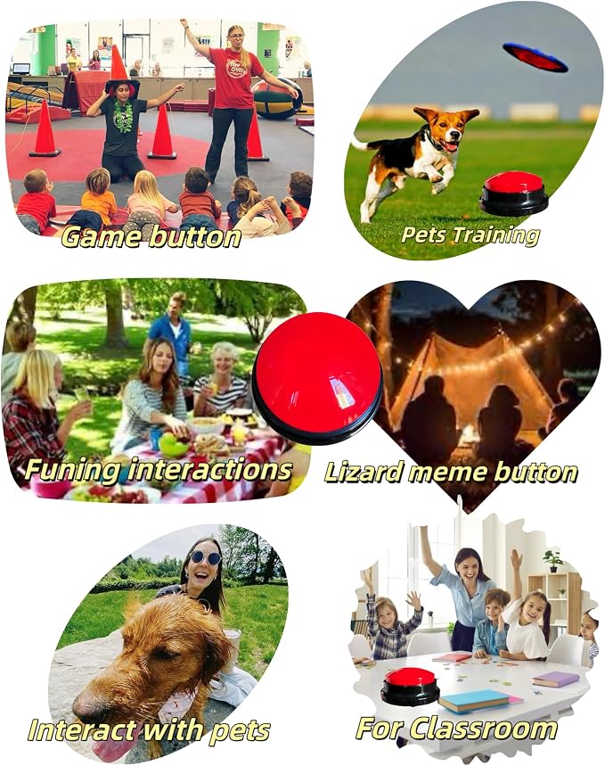 Dog Talk Buttons Voice Recording Button for Communication and Pet Training 30-Second Record & Playback Talking Button for Study, Office, Family, and Kids (red, one)