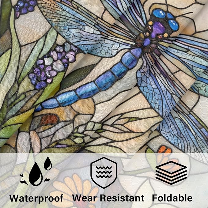 Dragonfly 6 Set Compression Packing Cubes Stained Glass Style Flowers Expandable Packing Organizer for Travel Accessories Luggage Suitcase Bag