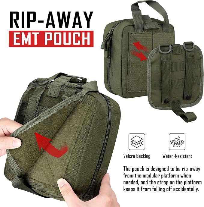 LIVANS 1000D First Aid Bag Empty, Medical Ifak Pouch for Emergency & EMT | Molle Compatible, Rip-Away & Quick-Release Design, Versatile for Tactical, Camping, Hiking and Travel