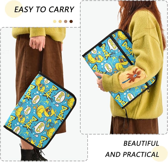 Rubber Duck Bubbles 13 Pocket File Organizer Expanding File Folder with Front Pouch Portable Business File Storage Document Organizer Folder with Zipper
