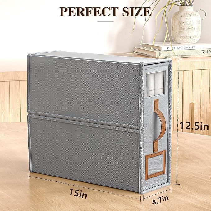 8 Pack Bed Sheets Organizers And Storage,Sheets Set Folder Keeper with Handle,Foldable Bedding Storage Box For Linen Closet,Duvet Cover(King Size-3.7 Gal,Gray)
