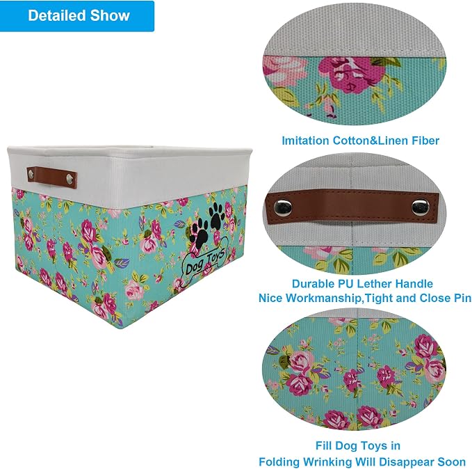 Large Dog Toy Basket Foldable Dog Toy Box Dog Toy Bin for Pet Chew Toys Accessory
