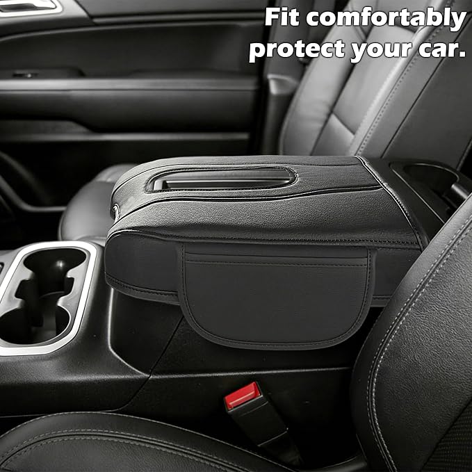 Center Console Cover Compatible with 2019-2025 2026 Chevy Silverado/GMC Sierra Jump Seat Accessories, Middle Console Armrest Lid Leather Protective Cover(ONLY for Split Bench Seat Console)