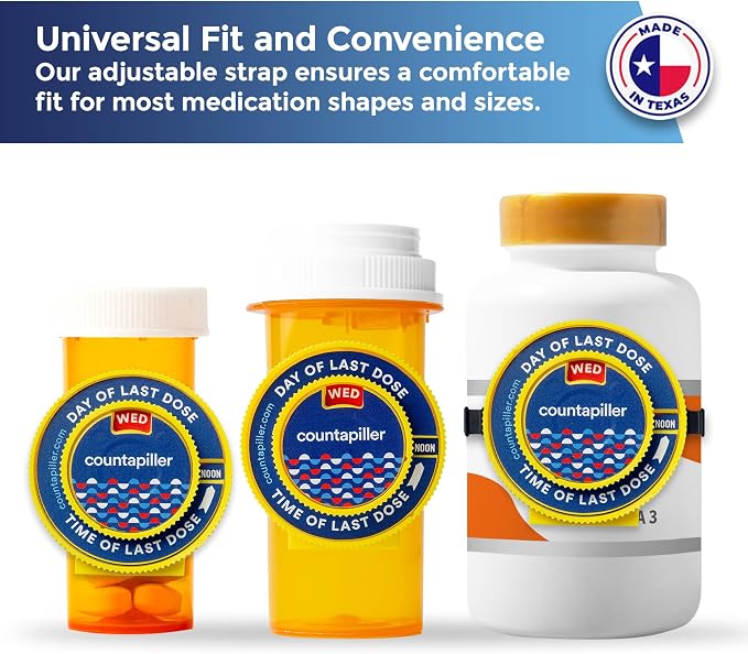 Dosage Time Tracker - Medication Intake Management - Medication Organizer Reminder - AM/PM - Dosage Reminder in Daily and Hourly - Pill Tracker - Made in Texas (Yellow)