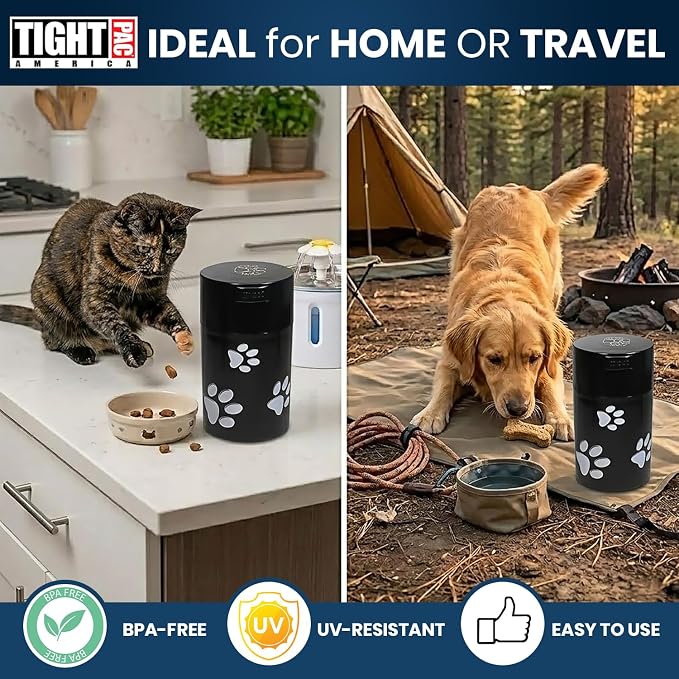 Pawvac Airtight Pet Food Container, Vacuum Seal Dog and Cat Treat Jar Lid