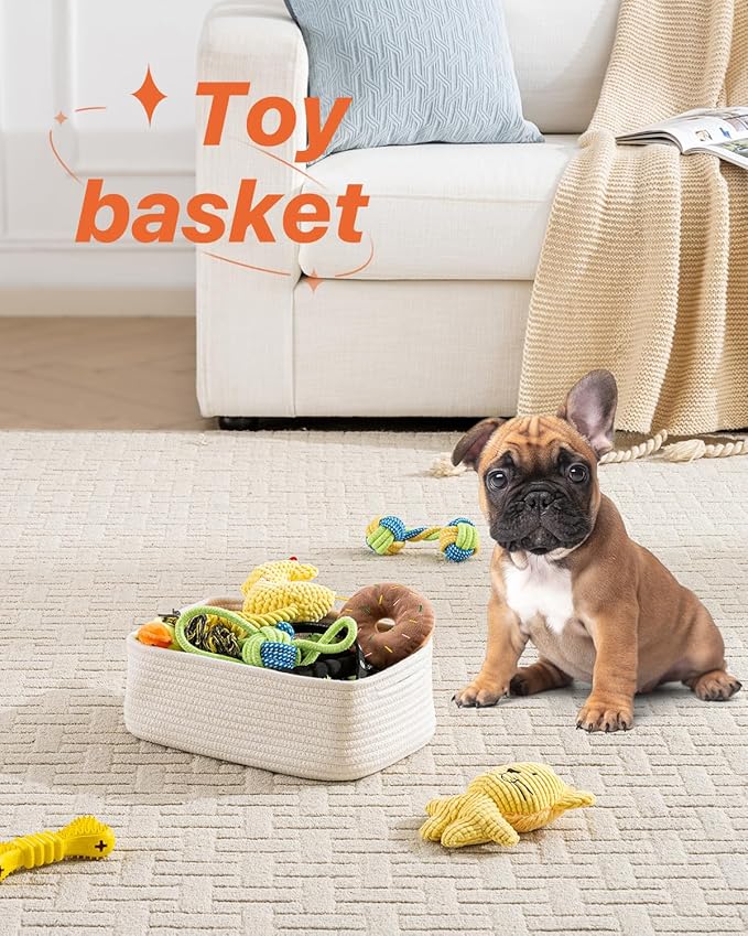 KALLAX Small Woven Storage Basket for Organizing, 12 x 8 x 4.5 inch, 3 Pack | Shelf baskets for closet organization, toy storage and home decor, Perfect as empty gift baskets for holidays, Off White