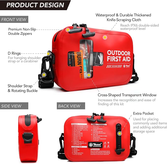 152 PCS Waterproof First Aid Kit, Small Medical Outdoor Boat Safety Dry Bag