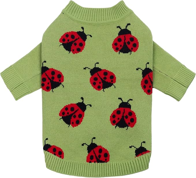 Fitwarm Ladybug Dog Sweater, Warm Dog Winter Clothes for Small Dogs Boy Girl, Pet Outfit, Green, Red, Black, XS
