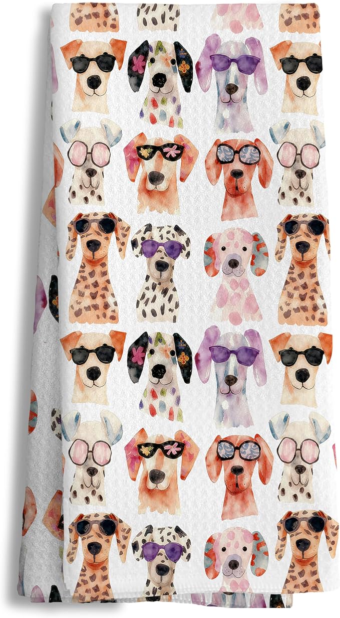 Trendy Funny Dalmatian Dog Kitchen Towels Decorative, Dalmatian Dog Lover Mom Dad Owner Gifts Hand Tea Towels for Bathroom, Pet Lover Gifts Dish Towel Dishcloth, 16x24 Inch