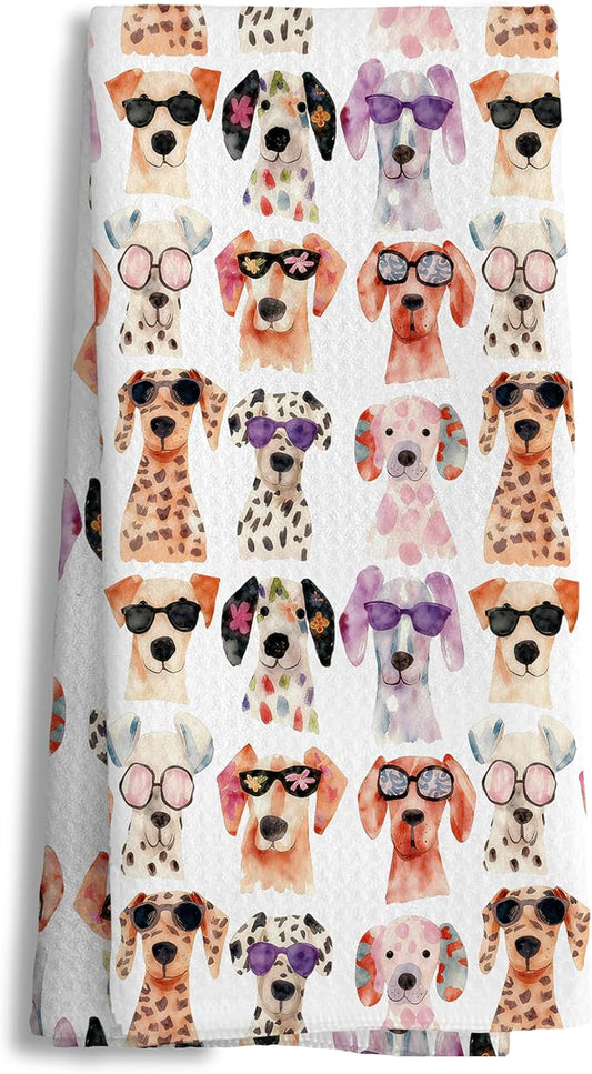 Trendy Funny Dalmatian Dog Kitchen Towels Decorative, Dalmatian Dog Lover Mom Dad Owner Gifts Hand Tea Towels for Bathroom, Pet Lover Gifts Dish Towel Dishcloth, 16x24 Inch