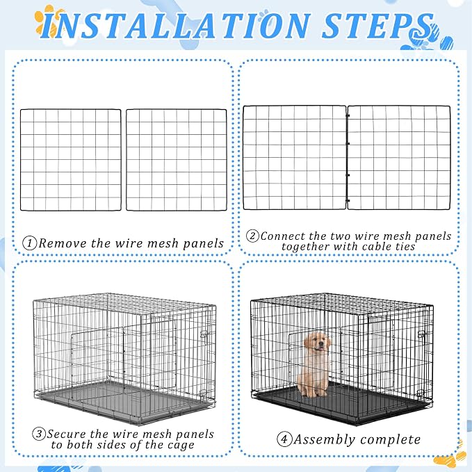 4PCS Dog Crate Divider Panel with Ties 13.7 x 13.7 Inch Adjustable Metal Pet Kennel Divider Adjustable Width up to 27''(Dog Crate NOT Included)