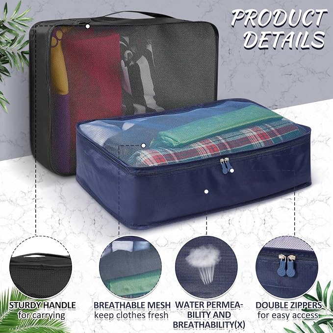 Silkfly 8 Pcs XL Packing Cube for Travel Luggage,Simple,Multicolor | 17.7 x 13 x 4.7, Same Size, Mix Color Suitcase Storage Organizer Set, Reusable Mesh Clothes Cube for Hiking Camp Family