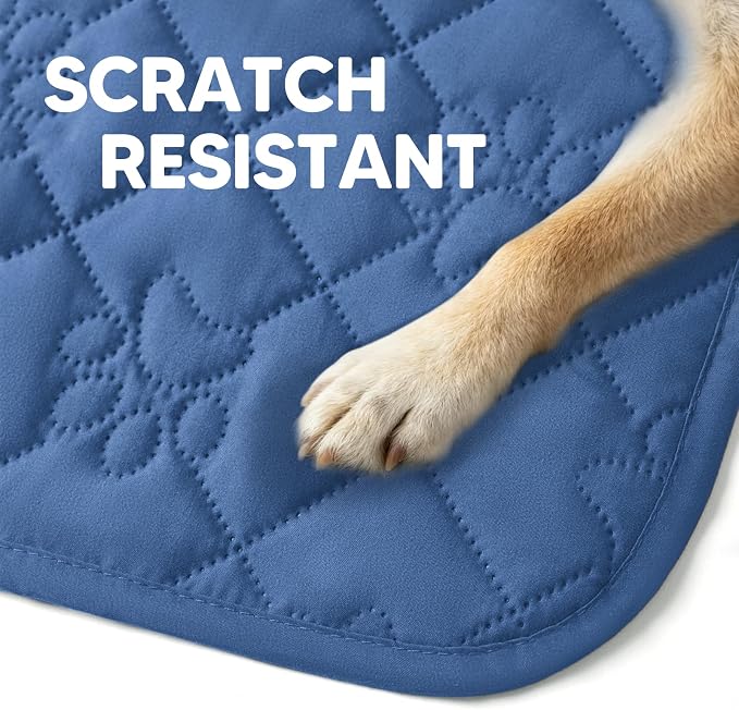 PAWFINITY Waterproof Couch Covers for Dogs, Pet Blanket for Sofa Washable | Paw Print Quilted, Hair Resistant, Anti Cat Scratch, Pee Proof Furniture Protector for 3 Seat Sofa and Bed, 30x80 Inch, Blue