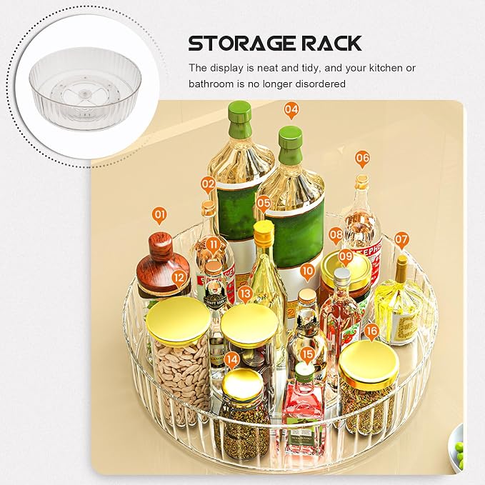 Rotatable Storage Plate Rack for Office and Bathroom, Sturdy Pet Kitchen Organizer Shelf for Spice and Kitchen Supply Storage, Design for Holiday and Hotel Use