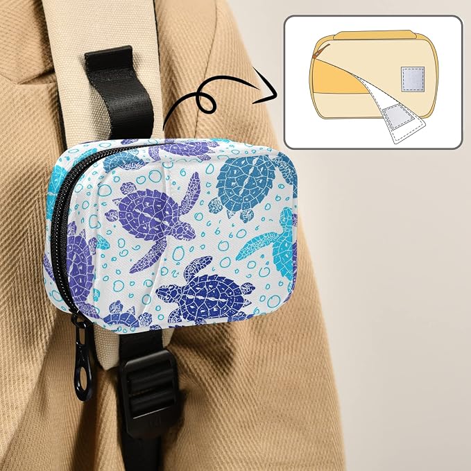 Naanle Vintage Sea Turtle Pill Box 7 Day Pill Case Travel Pill Organizer Bag with Zipper Portable Weekly Case Compact Size for Supplement Vitamin Holder