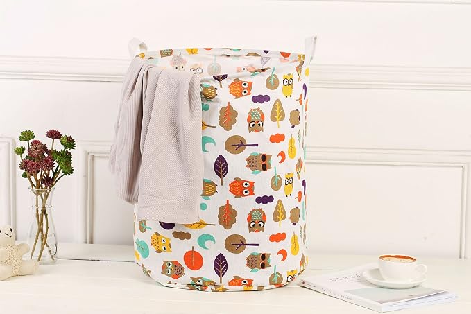 Merdes 19.7’’ Waterproof Foldable Laundry Hamper, Dirty Clothes Laundry Basket, Linen Bin Storage Organizer for Toy Collection (Owl)