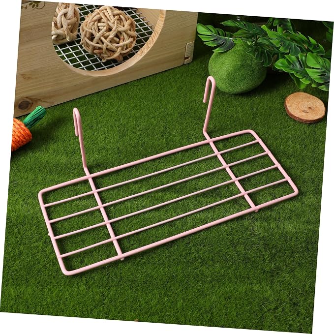 Healifty Pink Hanging Grid Iron Wall Shelf for Pet Parrots Bird Perch Stand with Hooks Sturdy Load Bearing Iron Frame for Climbing Playing and Displaying Small Items Easy to Install