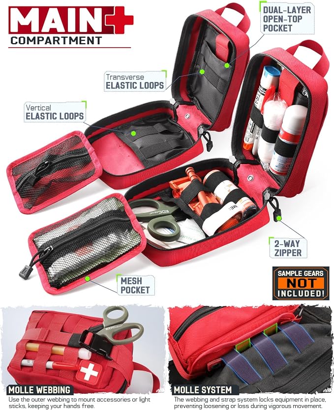LIVANS 1000D First Aid Bag Empty, Medical Ifak Pouch for Emergency & EMT | Molle Compatible, Rip-Away & Quick-Release Design, Versatile for Tactical, Camping, Hiking and Travel